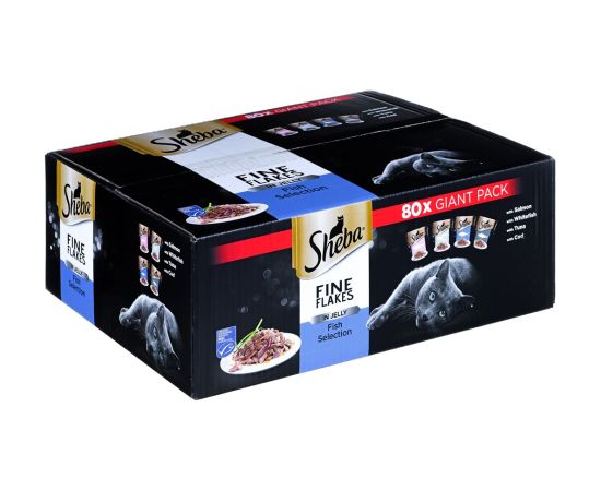 SHEBA Delicacy Fishy Flavours in jelly - wet cat food - 80x 85g