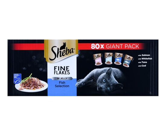 SHEBA Delicacy Fishy Flavours in jelly - wet cat food - 80x 85g