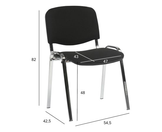 Klienta krēsls ISO 54,5xD42,5xH82/47cm, sēdeklis:audums, krāsa: melns, rāmis: hroms