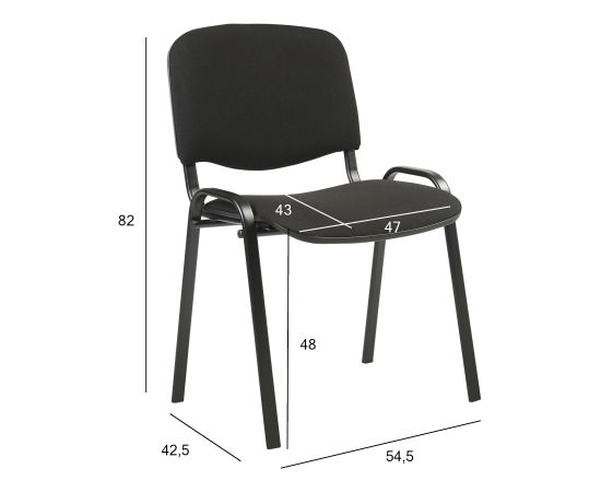 Apmeklētāja krēsls ISO 54,5xD42,5xH82/47cm, sēdeklis: audums, krāsa: melns, rāmis: melns