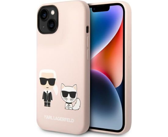 Karl Lagerfeld MagSafe Compatible Case Liquid Silicone Karl and Choupette for iPhone 14 Plus Pink