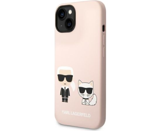 Karl Lagerfeld MagSafe Compatible Case Liquid Silicone Karl and Choupette for iPhone 14 Plus Pink