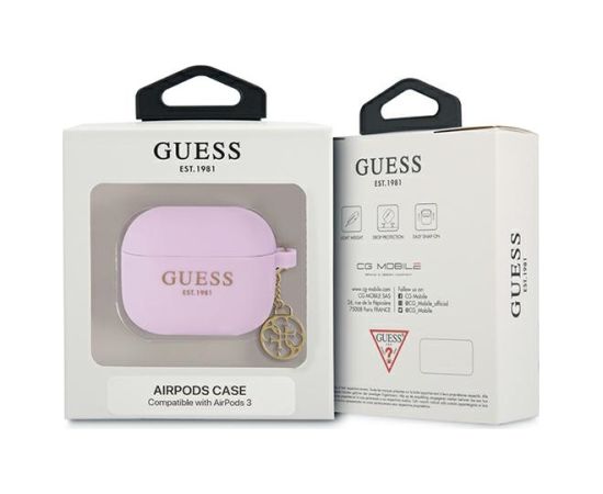 GUA3LSC4EU Guess 4G Charm silikona aizsargapvalks austiņām Apple Airpods 3 violets