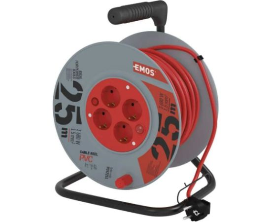 Emos PVC Extension Cord Reel– 4 sockets, 25m, 1,5mm2 SCHUKO