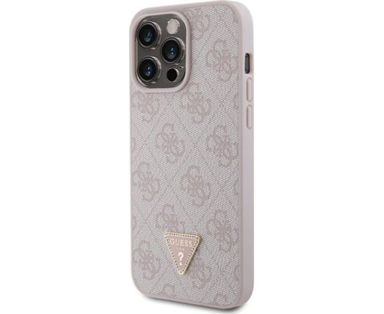Guess Leather 4G Diamond Triangle Back Case Aizsargapvalks Priekš Apple iPhone 15 Pro Max