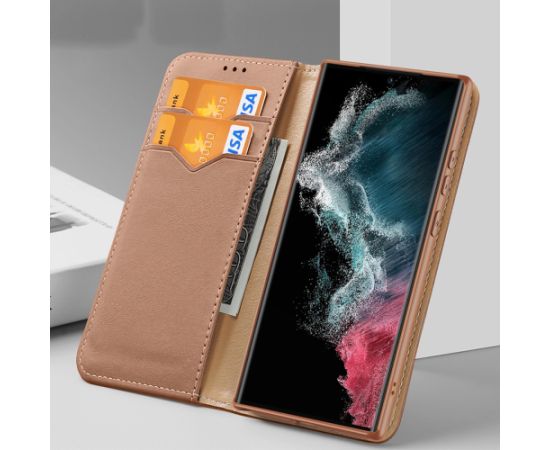 Dux Ducis Hivo case Samsung Galaxy S23+ flip cover wallet stand RFID blocking brown