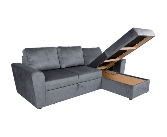 Corner sofa bed INGMAR bluish grey