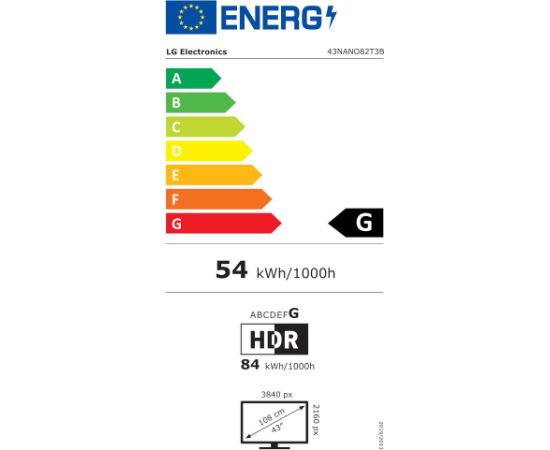 TV Set LG 43" 4K/Smart 3840x2160 Wireless LAN Bluetooth webOS 43NANO82T3B