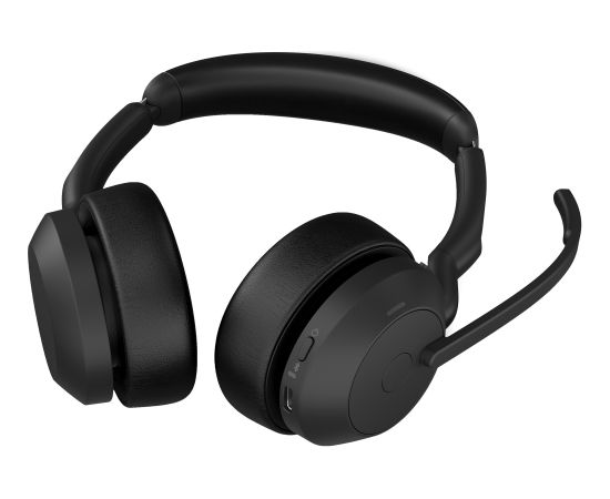 Jabra Evolve2 55, with charging station, headset (black, stereo, UC, USB-A, Link380a)