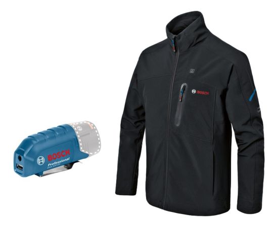 Bosch Heat+Jacket GHJ 12+18V kit size S, work clothing (black, incl. charging adapter GAA 12V-21, 1x 12-volt battery)