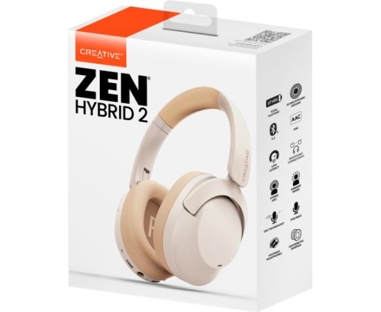 Creative Zen Hybrid 2, headphones (white, Bluetooth, USB-C, ANC)