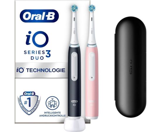 Braun Oral-B iO Series 3N Duo, electric toothbrush (black/pink, matt black//blush pink incl. 2nd handpiece)