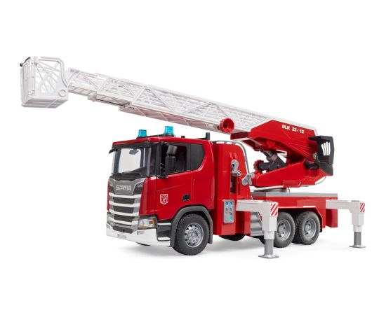 BRUDER Scania Super 560R Feuerwehr mit Drehleiter, Wasserpumpe, Light & Sound