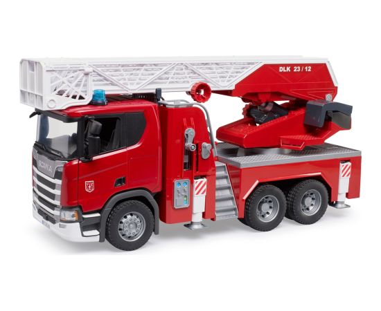 BRUDER Scania Super 560R Feuerwehr mit Drehleiter, Wasserpumpe, Light & Sound