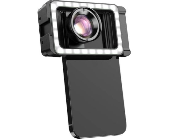 Mobile lens APEXEL APL-HB100FL23 100mm macro with LED (black)