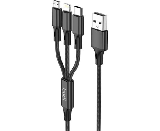 Budi 3in1 USB to USB-C / Lightning / Micro USB Cable 1m (Black)