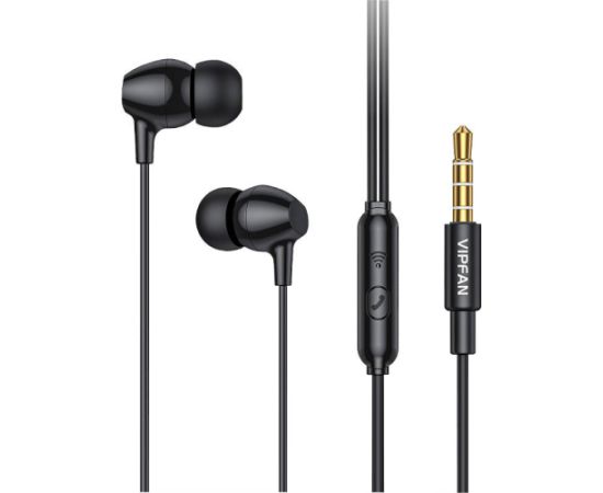 Wired in-ear headphones Vipfan M16, 3.5mm jack, 1m (black)