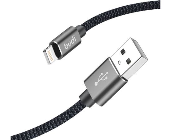 USB-A to Lightning Cable Budi 206L/2M 2.4A 2M (black)