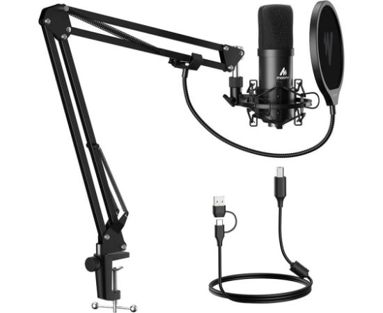 Microphone with stand Maono A04E (black)