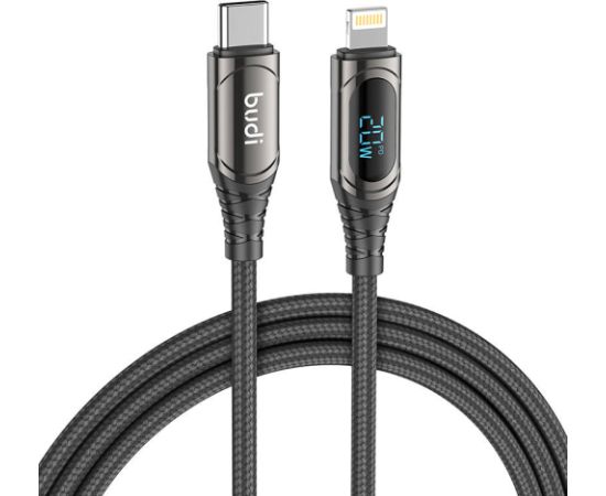 USB-C to Lightning LED cable Budi, 20W, 1.5m (black)