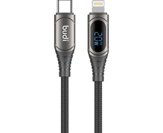 USB-C to Lightning LED cable Budi, 20W, 1.5m (black)