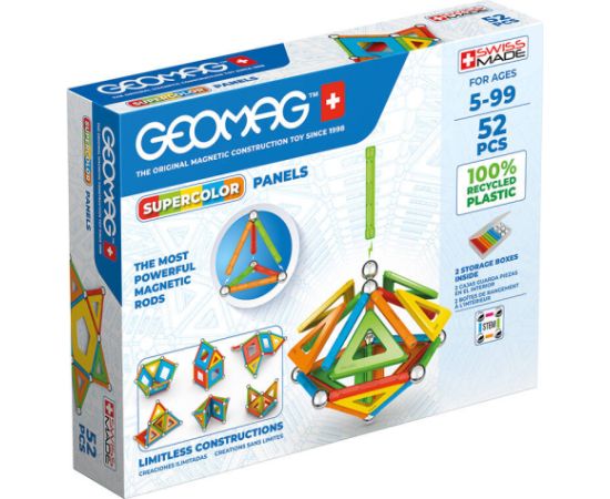 Magnetic Supercolor Panel Recycled blocks 52 pieces GEOMAG GEO-378 Конструкторы