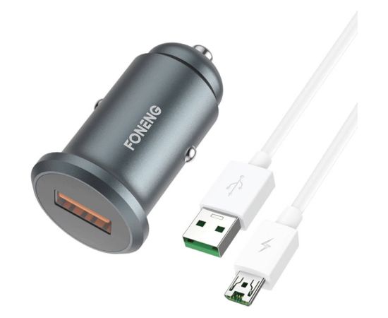 Car charger Foneng C15, USB, 4A + cable USB to Micro USB (grey)