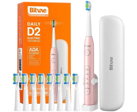 Bitvae Sonic toothbrush with tips set, holder and case D2 (pink)