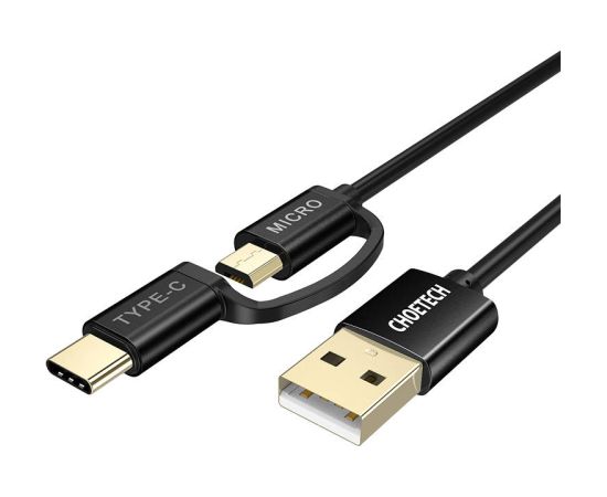 2in1 USB cable Choetech USB-C / Micro USB,  (black)