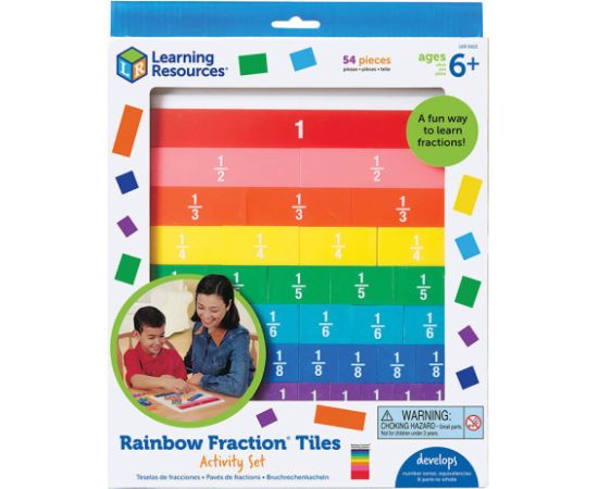 Rainbow Fraction Tiles With Tray Learning Resources LER 0615