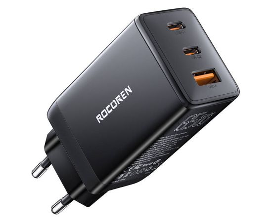 Fast Charger Rocoren GaN Pro 65W, 2x USB-C, USB (black)