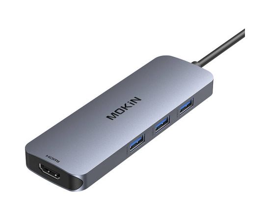 MOKiN Adapter Hub 8in1 USB-C to 2x 4K 60Hz HDMI + USB-C + USB 3.0 + SD + Micro SD (silver)