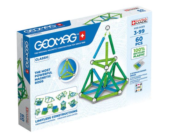 Classic Recycled magnetic blocks 60 elements GEOMAG GEO-272 Конструкторы
