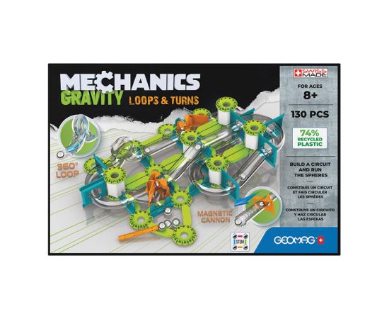 Mechanics Gravity Loops & Turns magnetic bricks 130 pieces GEOMAG GEO-763