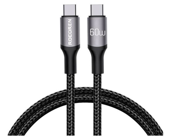 Fast Charging cable Rocoren USB-C to USB-C Retro Series 1m 60W (grey)