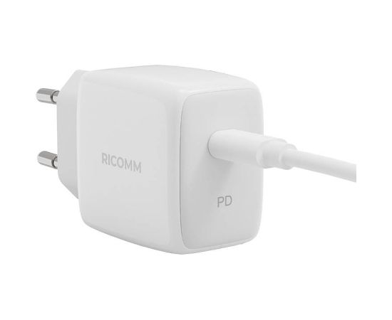 Wall Charger 25W PD Ricomm RC251 EU, 1xUSB-C + 2.1m USB-C Cable