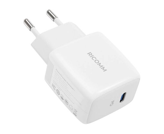 Wall Charger 25W PD Ricomm RC251 EU, 1xUSB-C + 2.1m USB-C Cable