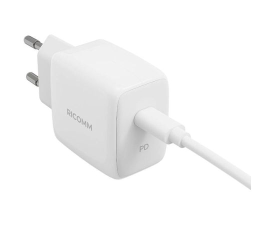 Wall Charger 25W PD Ricomm RC251 EU, 1xUSB-C + 2.1m USB-C Cable