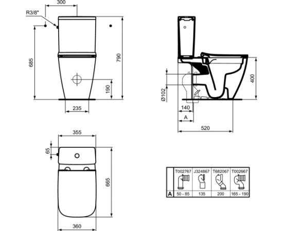 Ideal Standard Ideal Standar i.life skalošanas kaste grīdas klozetpodam, 4.5/3 L - gab.