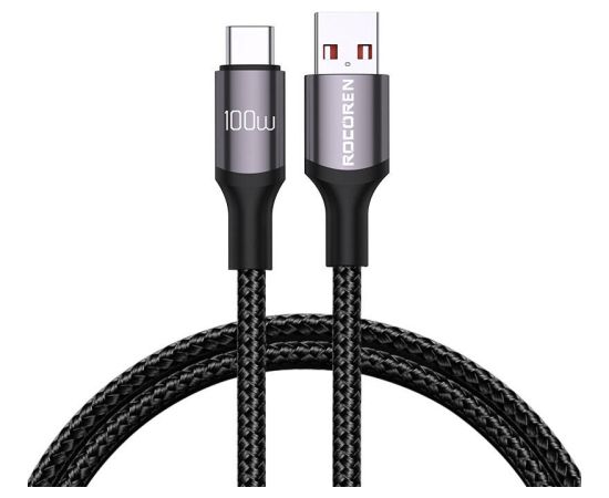 Fast Charging cable Rocoren USB-A to USB-C Retro Series 1m 100W (grey)