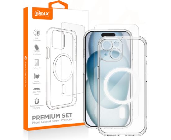 Vmax Set MagSafe Case Защитный Чехол + Tempered Glass Защитное стекло 2,5D для Apple iPhone 14 Plus