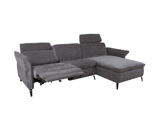 Corner sofa DAYTON RC, electric recliner, dark grey