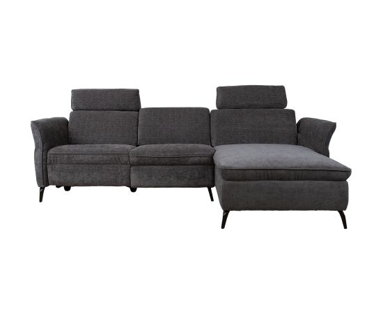 Corner sofa DAYTON RC, electric recliner, dark grey