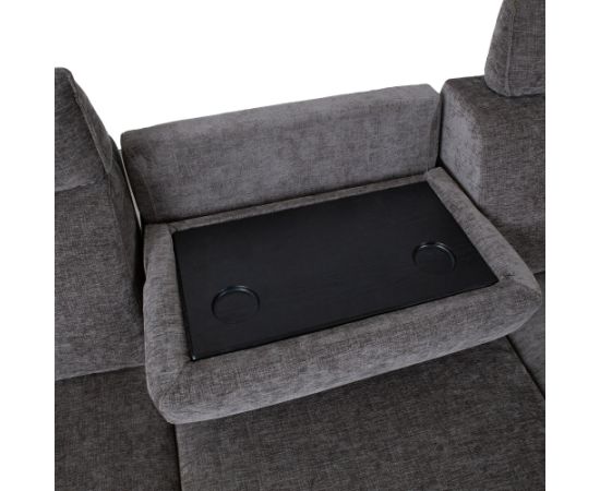 Corner sofa DAYTON RC, electric recliner, dark grey