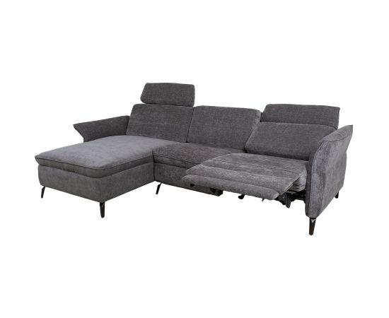 Corner sofa DAYTON LC, electric recliner, dark grey