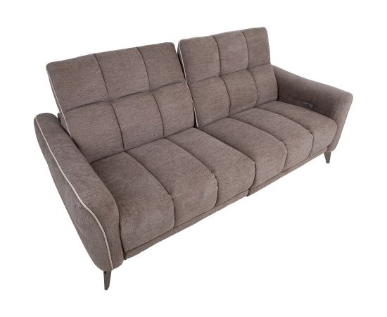 Recliner sofa CATHY 3-seater, electric, light brown