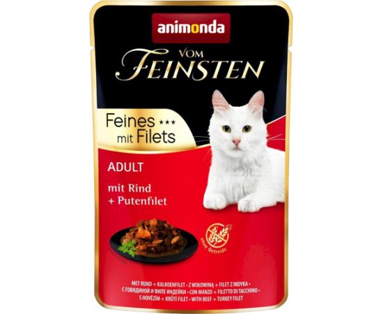 ANIMONDA vom Feinsten Beef, turkey fillet - wet cat food - 85 g