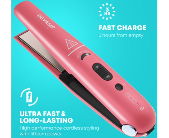 Revamp ST-1700PK-EB Progloss Liberate Cordless Ceramic Compact Hair Straightener Pink