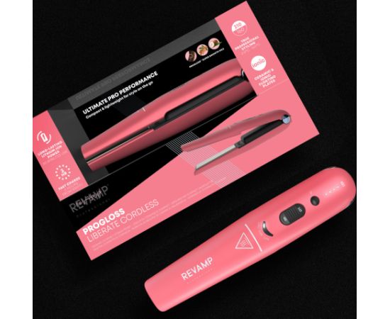 Revamp ST-1700PK-EB Progloss Liberate Cordless Ceramic Compact Hair Straightener Pink