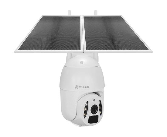 Tellur Smart WiFi Solar Camera P&T 3MP, 2K UltraHD, PIR, 20W solar panel, white